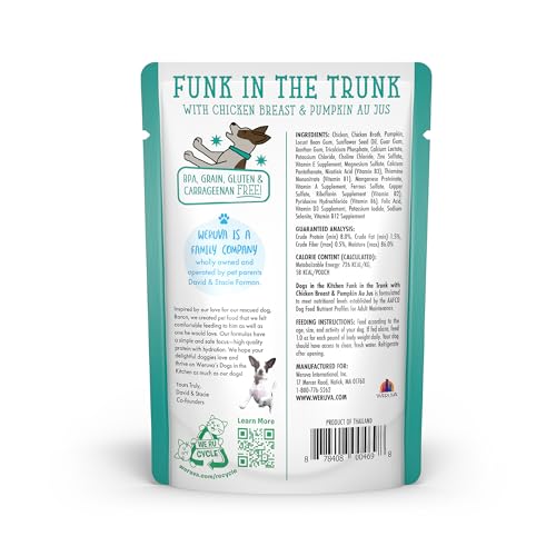 Weruva sachet poulet effiloche et citrouille au jus, repas humide rapide