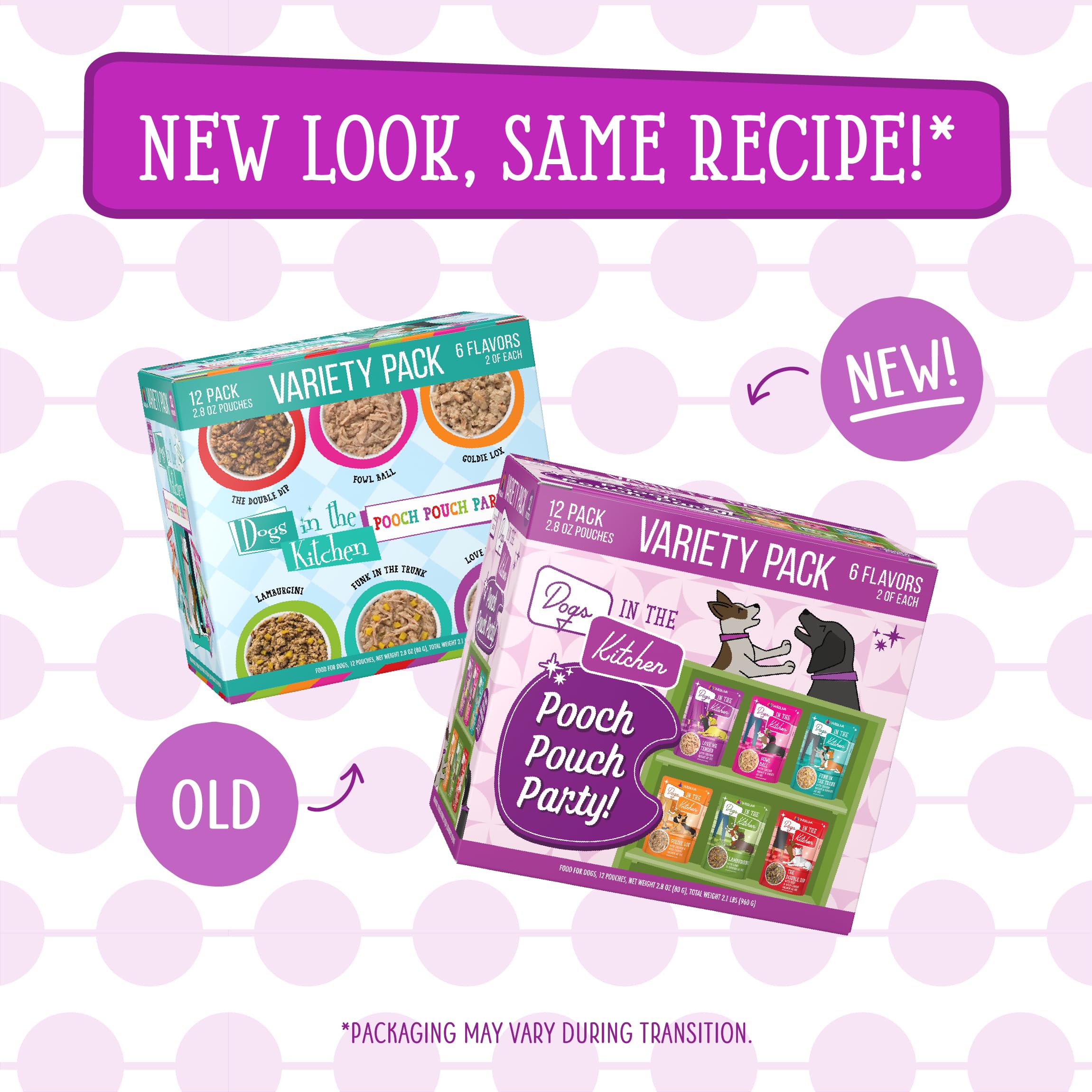 Sachets 2,8 oz Weruva pour chien, variété pratique pour les repas quotidiens.