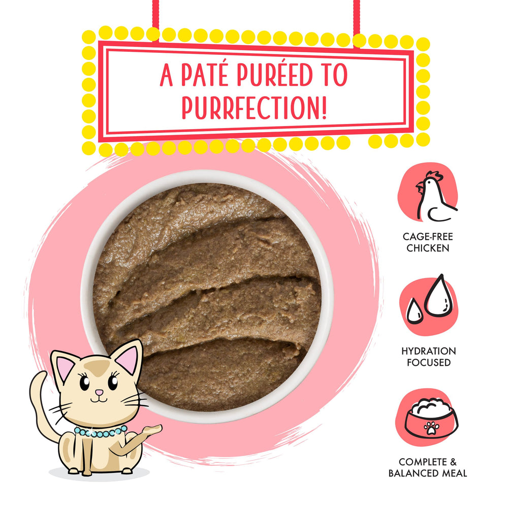 Weruva sans céréales pate poulet-saumon, option légère et digeste.