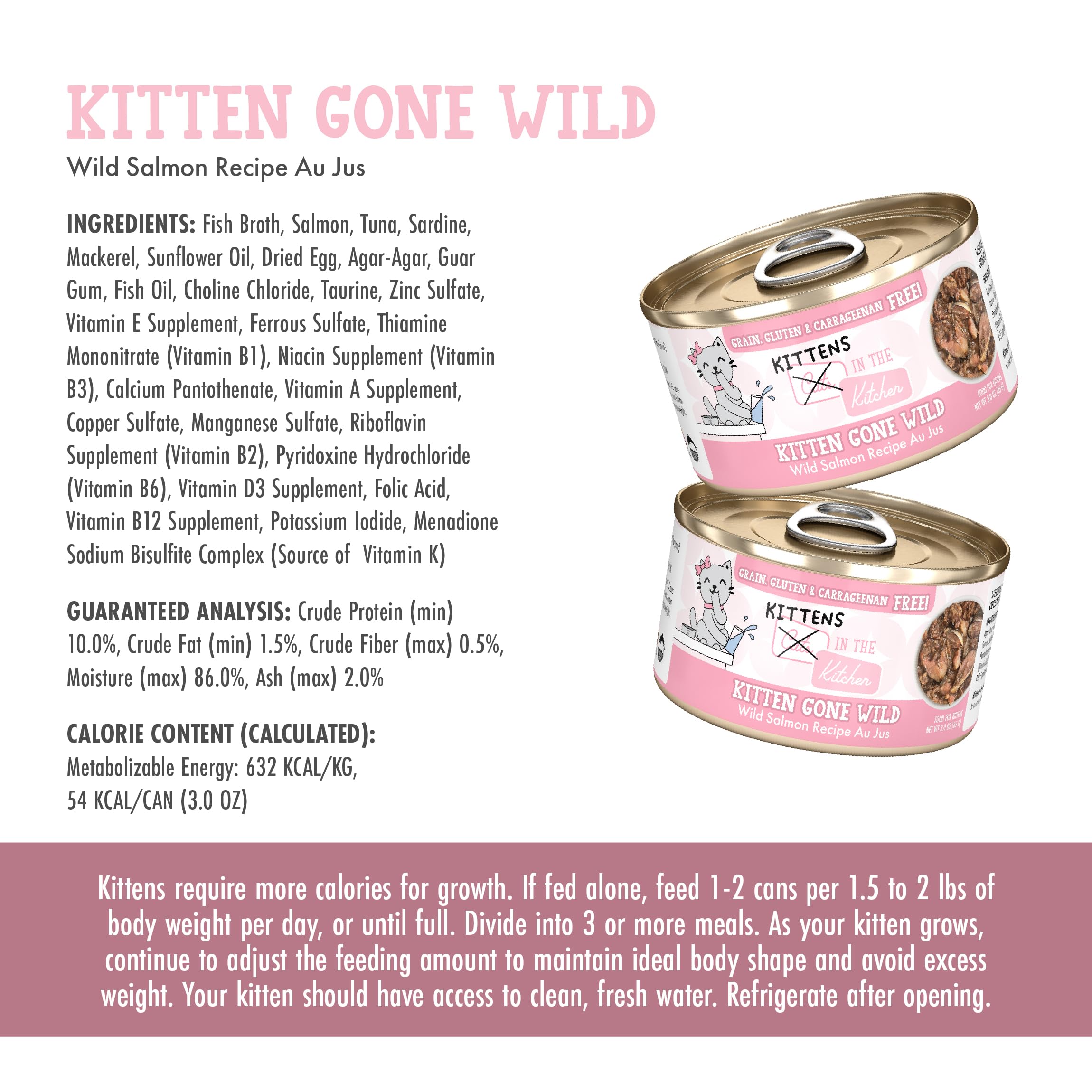 Weruva Kitten Gone Wild sans gluten, choix léger pour chaton.