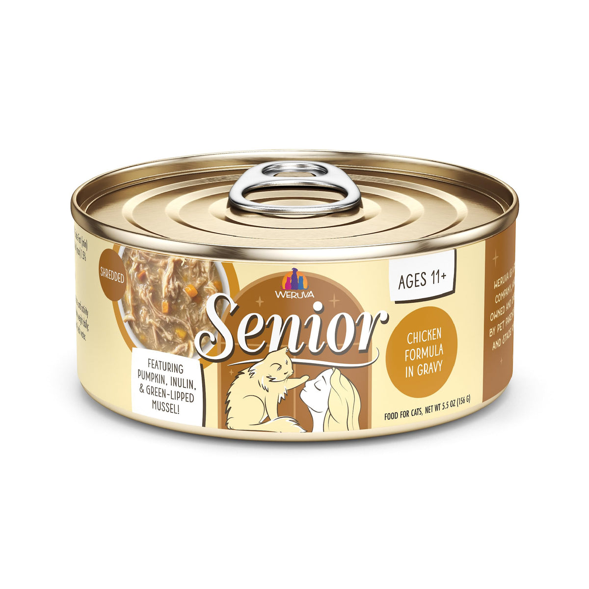 Weruva Senior Chat Poulet en Sauce, texture savoureuse favorisant l'hydratation.
