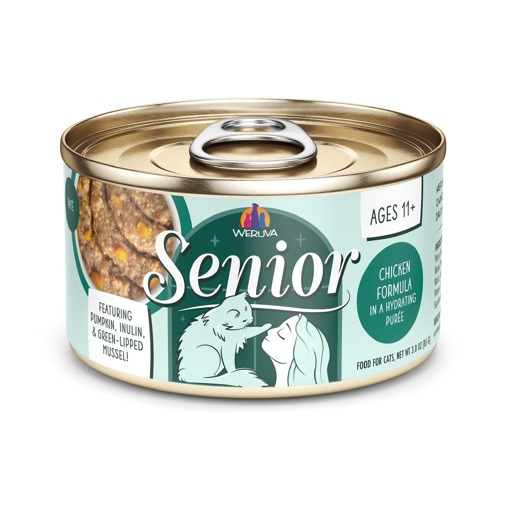 Weruva Senior Chat purée poulet hydratante, texture douce et appétence naturelle.