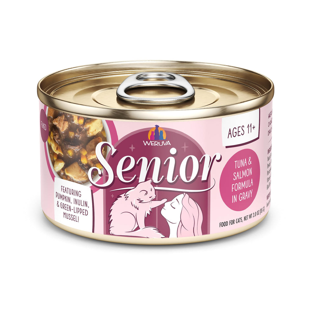 Weruva Senior Chat Tuna-Saumon-Gravy-Boite-85g: repas appétissant pour chats âgés