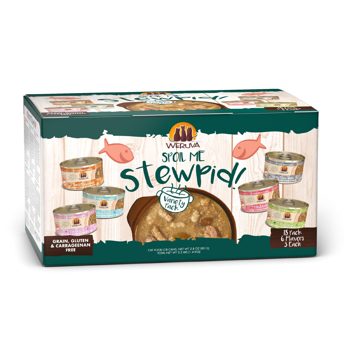 Boîtes Weruva Spoil Me Stewpid de 3 oz, prêtes à servir et variées.
