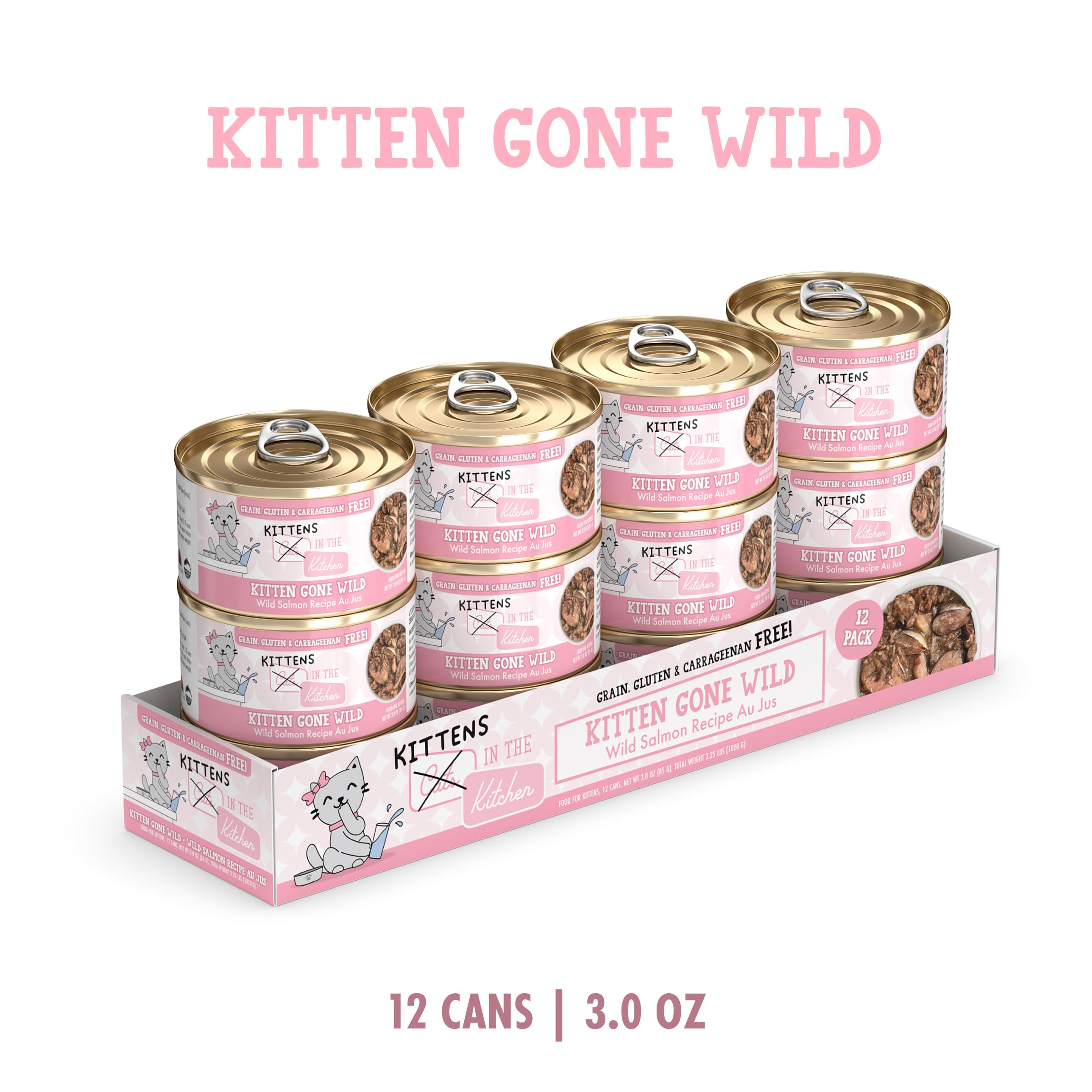 Weruva Kitten Gone Wild thon au jus, protéines marines pour chaton actif.