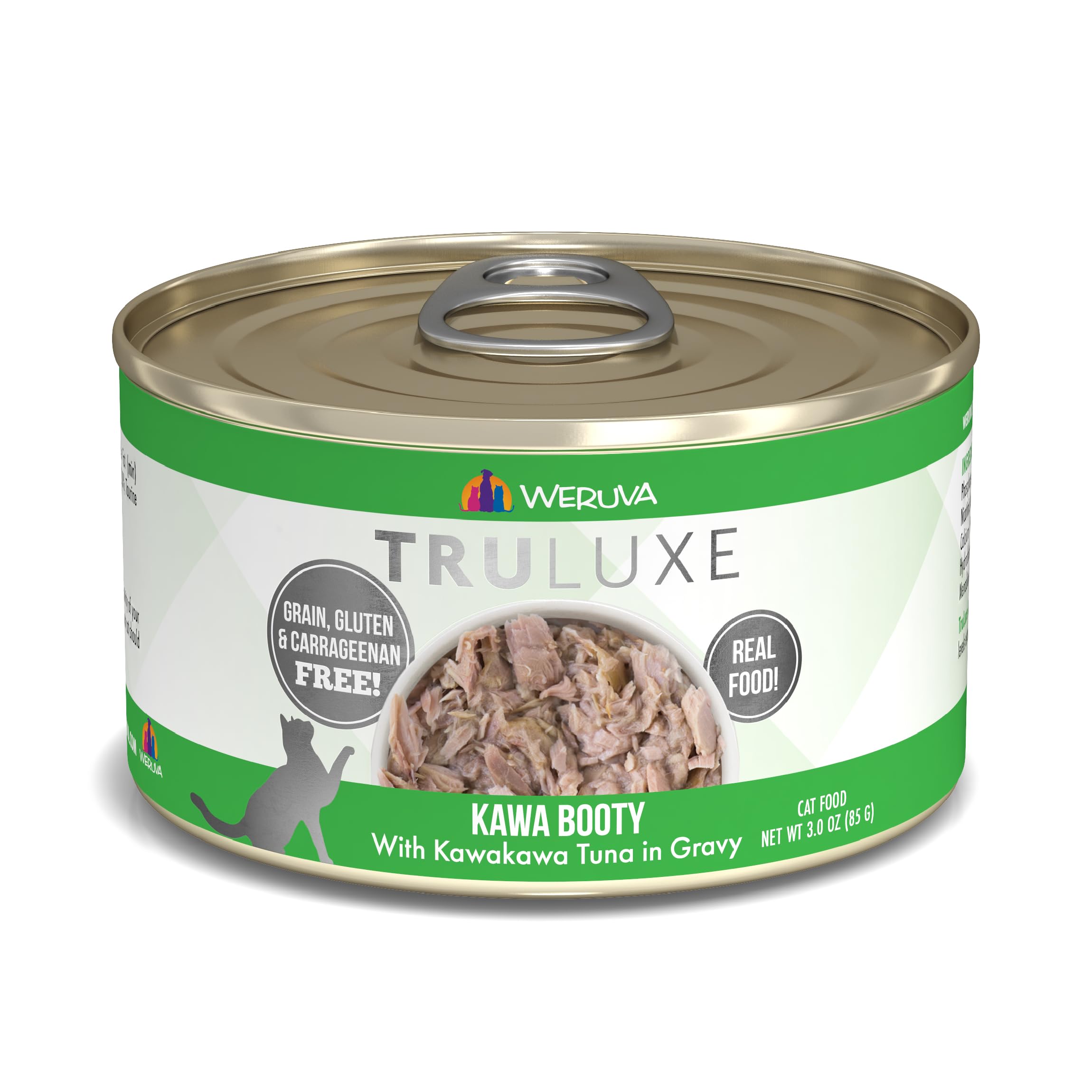 Weruva Truluxe Kawa Booty en boîte 3 onces avec sauce appétissante.