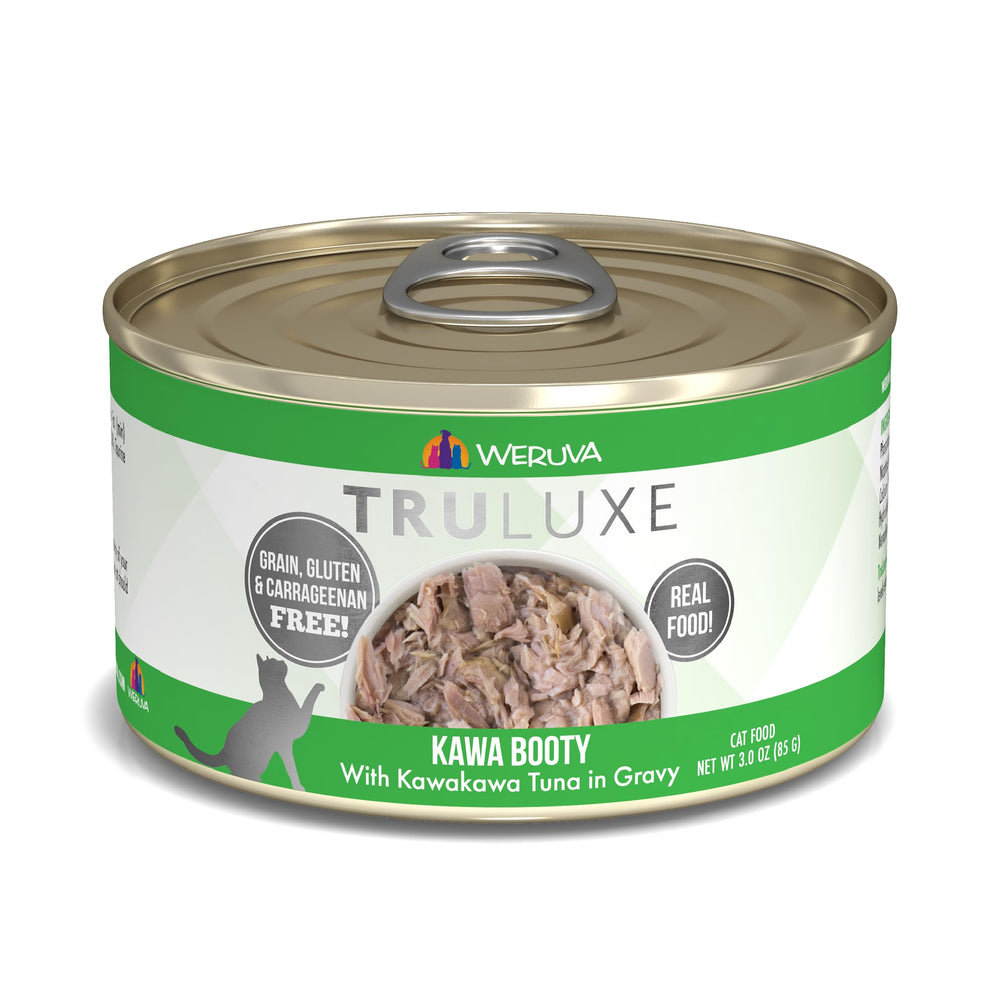 Weruva Truluxe Kawa Booty en boîte 3 onces avec sauce appétissante.