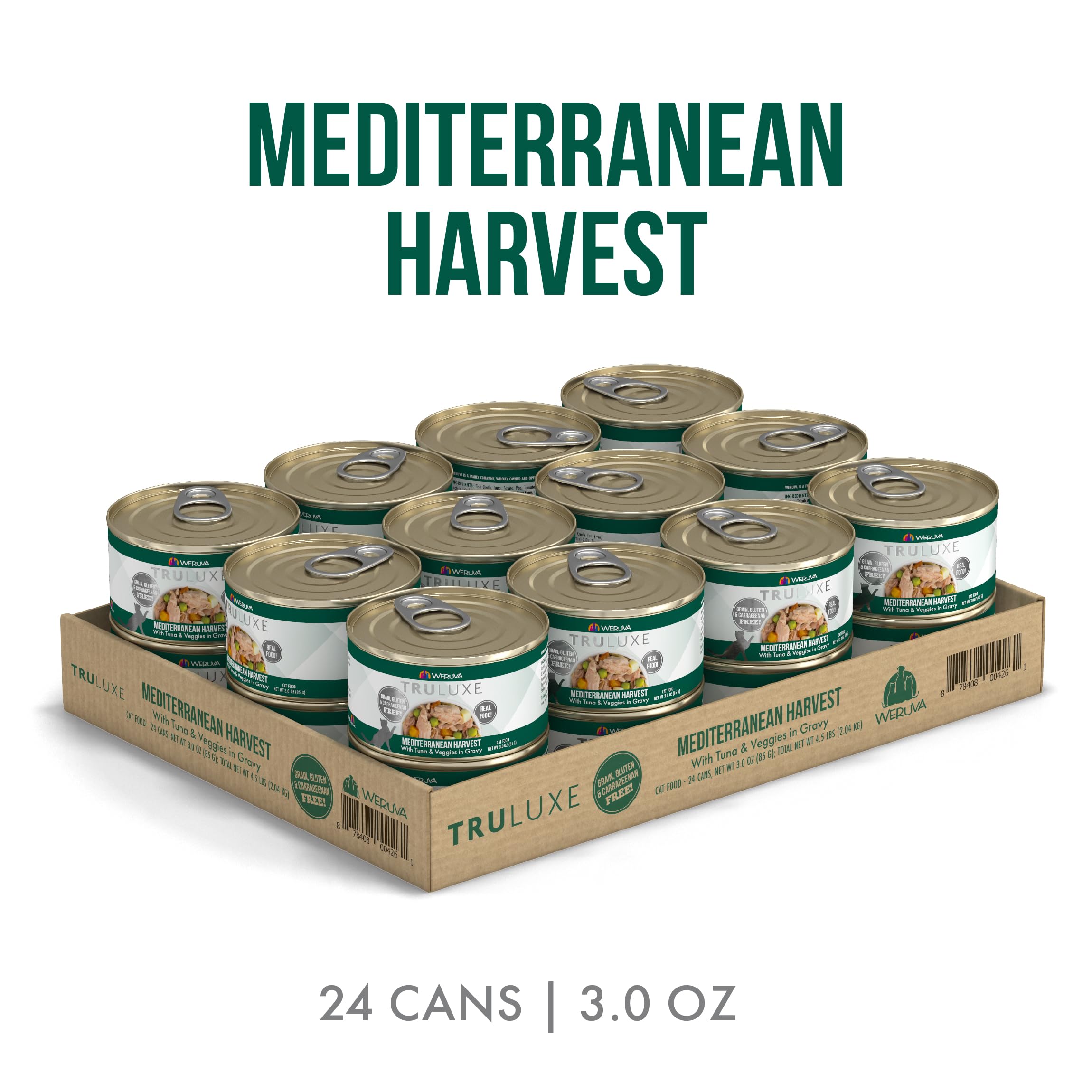 Mélange pomme de terre en sauce pour chat par Weruva TruLuxe Méditerranée Récolte.