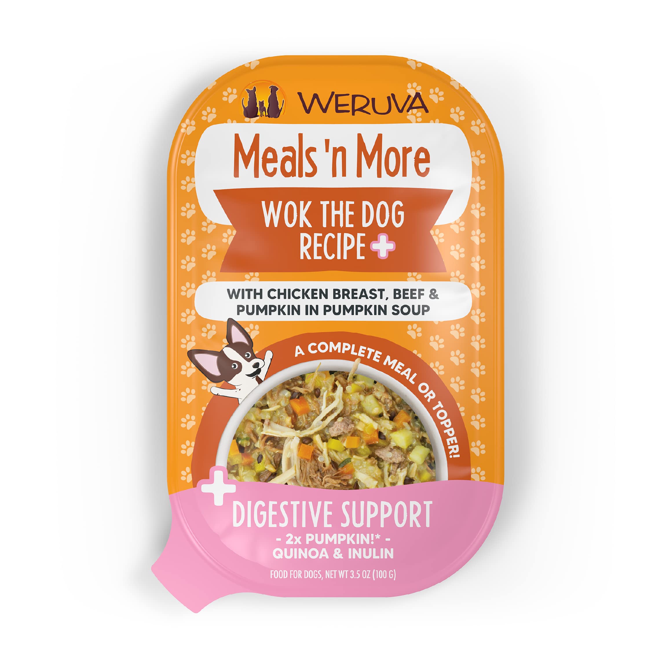 Weruva Wok The Dog Plus dans une tasse 3,5 oz, repas humide pratique pour chien
