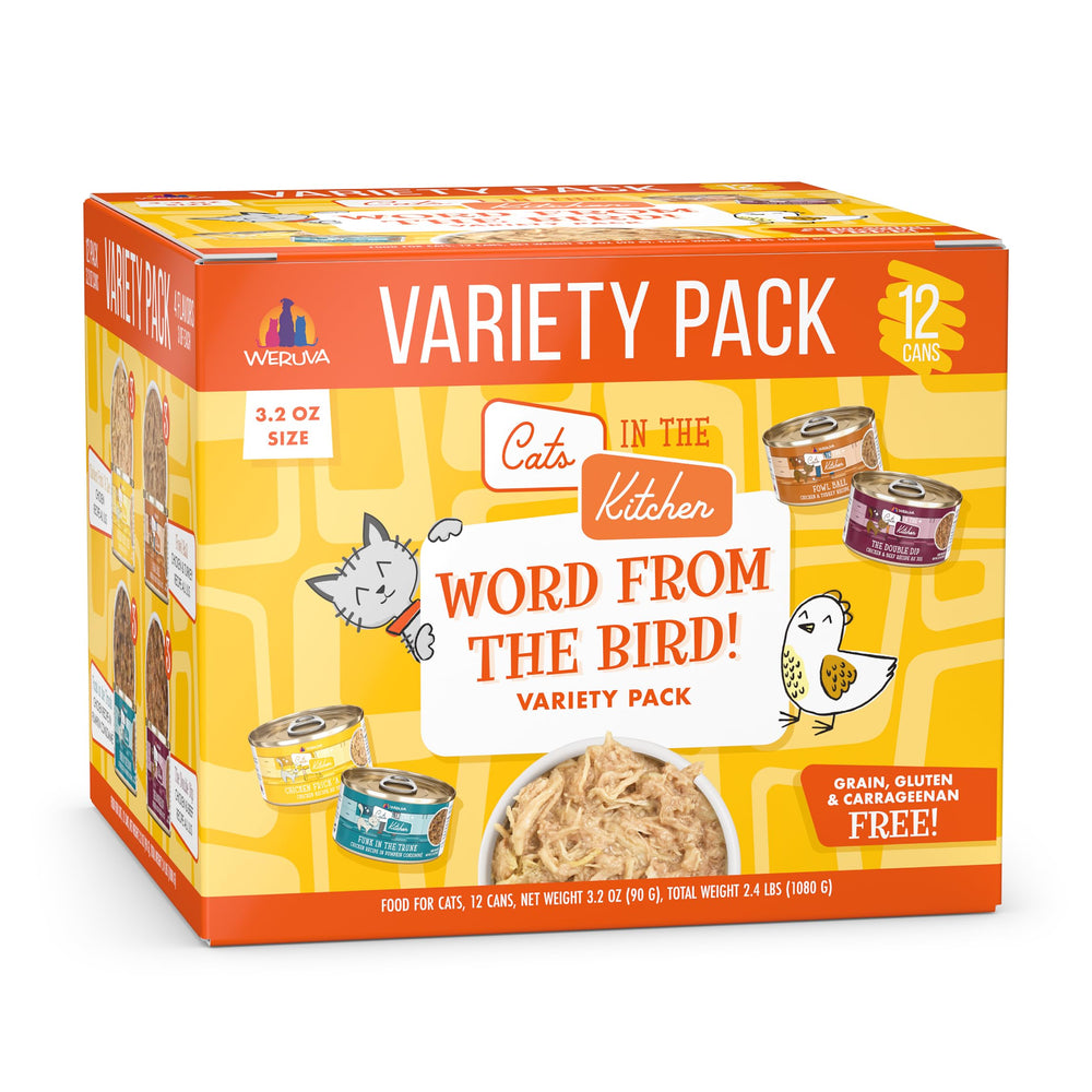 Weruva Word From The Bird : pack varié de boîtes 3,2 oz pour chats.