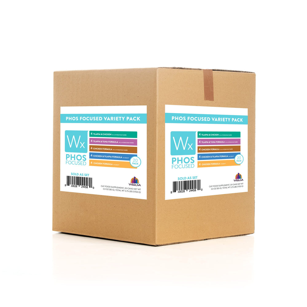 Weruva Wx Phos Focus, boîtes chat 3oz ensemble, repas pratique et portionné.