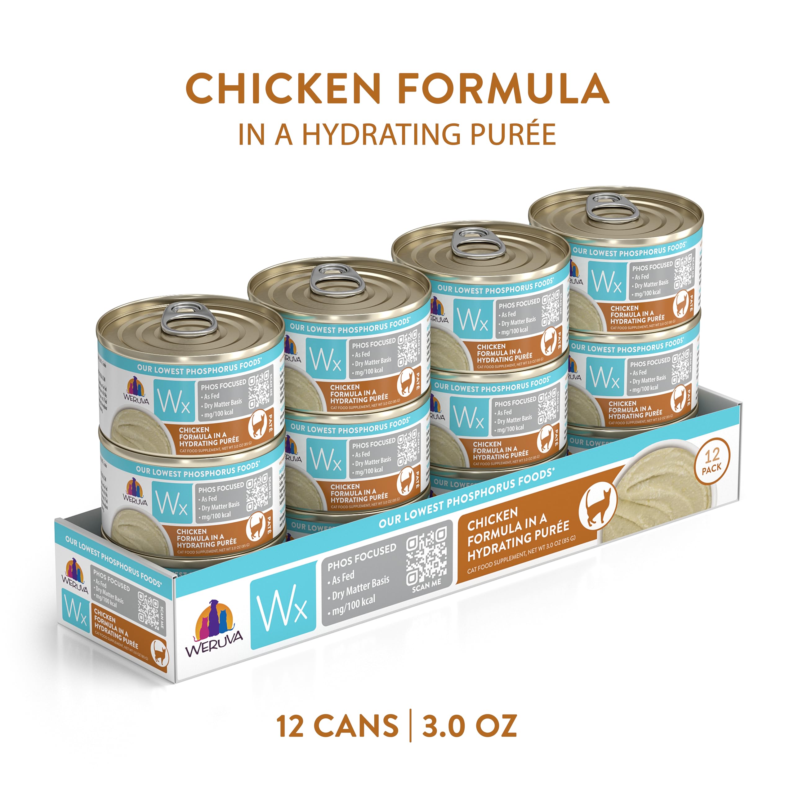 Weruva Wx Phos Focused pack de 12 boîtes pratique pour les repas quotidiens.