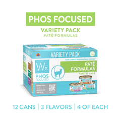 Weruva Wx Phos Focused Pate: boite ouverte avec etiquette et informations nutritionnelles