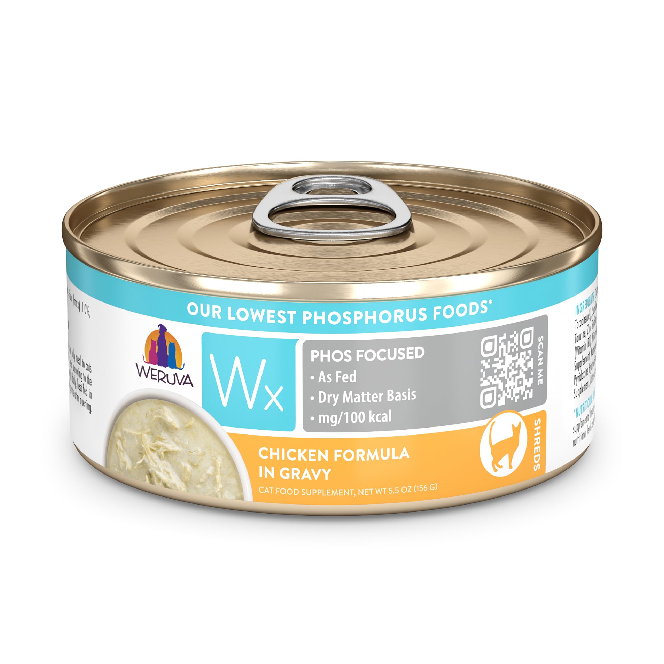 Weruva Wx Phos Focused poulet en sauce – boîte, goût savoureux et faible phosphore.