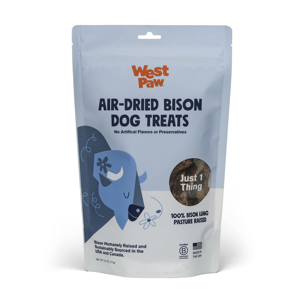 West Paw Bison Lung – emballage du produit, friandise prête à être dégustée par votre chien.