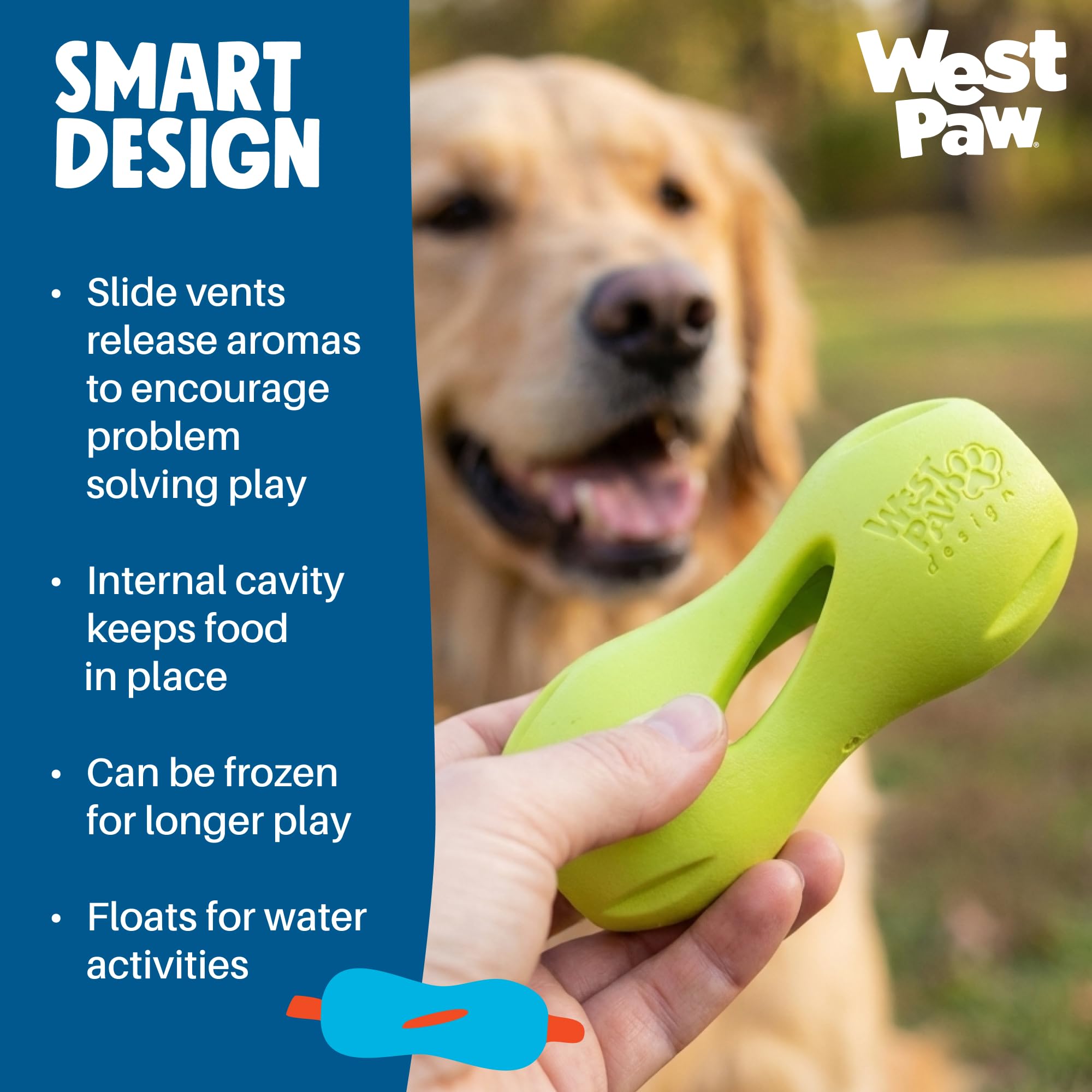 West Paw Qwizl: flotte dans l'eau pour les jeux aquatiques.