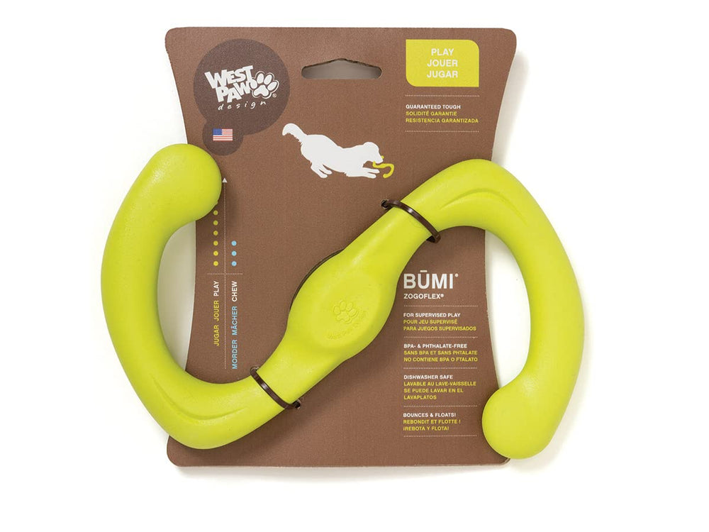 West Paw Zogoflex Bumi en forme de S, idéal pour tirer et rapporter les objets.