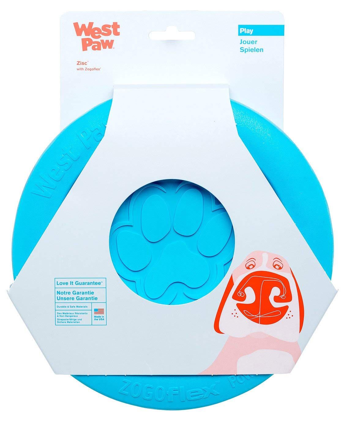 West Paw Zisc disque-volant aquablue 8,5 pouces, idéal pour des retours rapides lors des jeux.