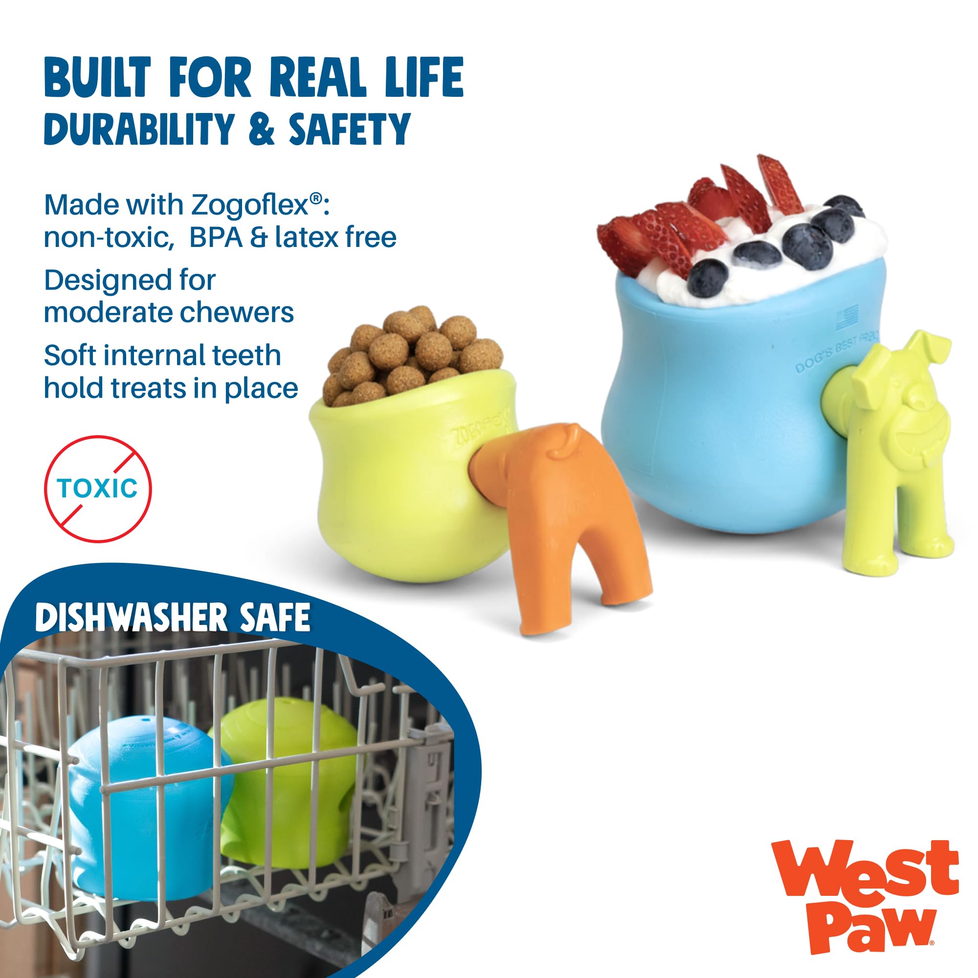 WEST PAW Zogoflex Toppl bleu aqua: design attractif pour sessions de jeu.