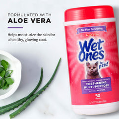 Wet Ones Lingettes Odeur Frais Chat: laisse un parfum léger et agréable sur le pelage.