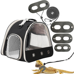 WEVONIGU Gecko Léopard porte-portatif avec harnais cuir pour déplacements confortables.
