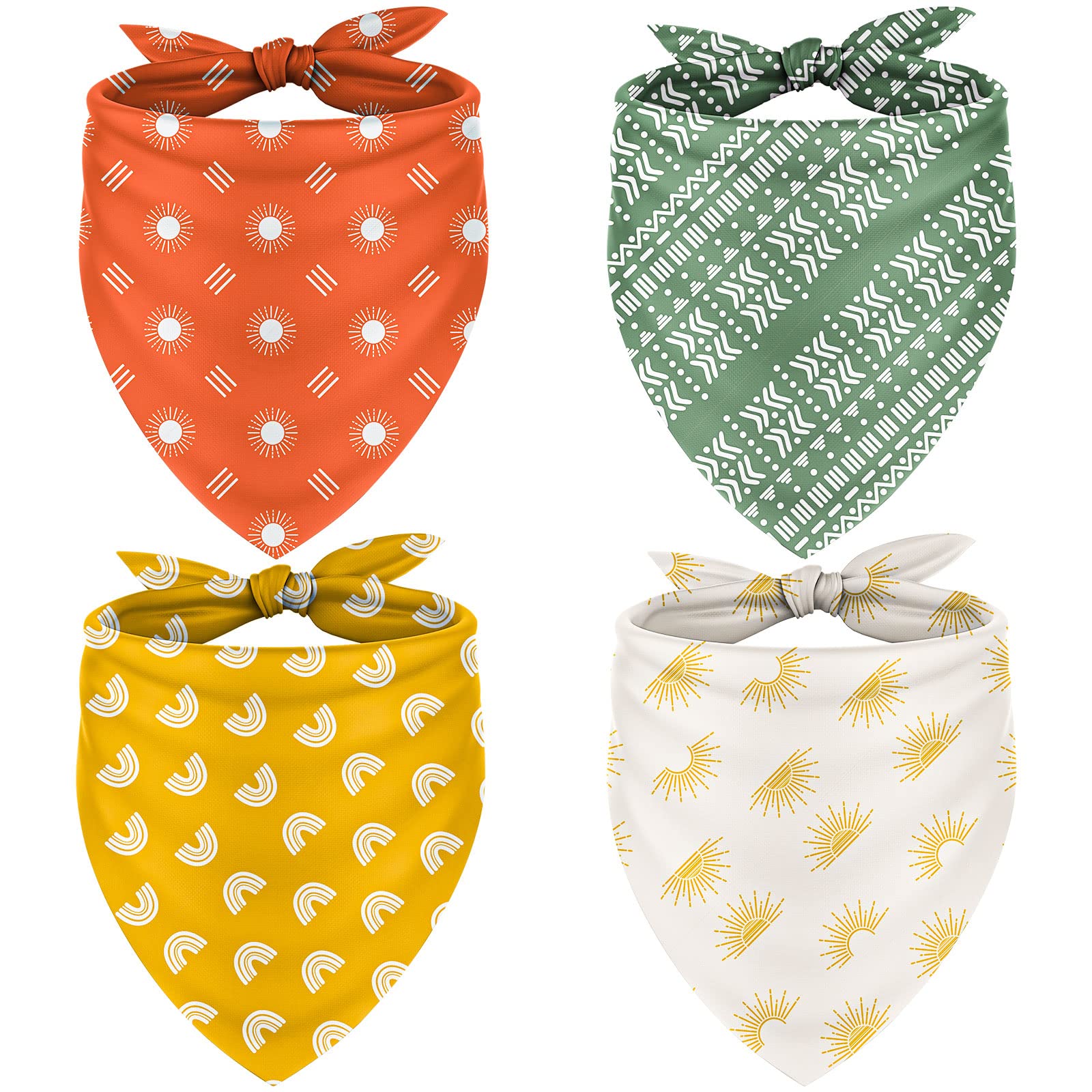 Bandana Whaline pour chien bohème arc-en-ciel jaune vert rouge, parfait pour sorties quotidiennes.