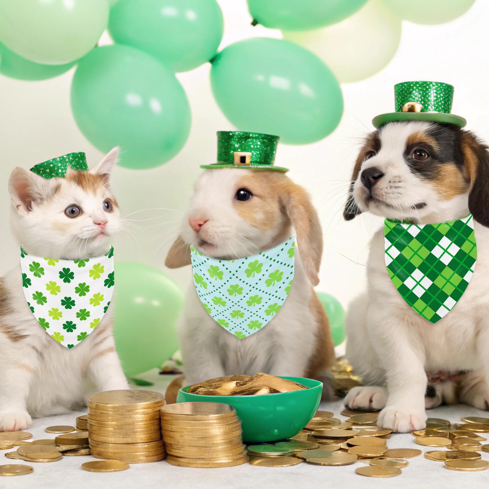 Whaline bandana chien Saint-Patrick accessoire animal vert pour fête et usage quotidien.