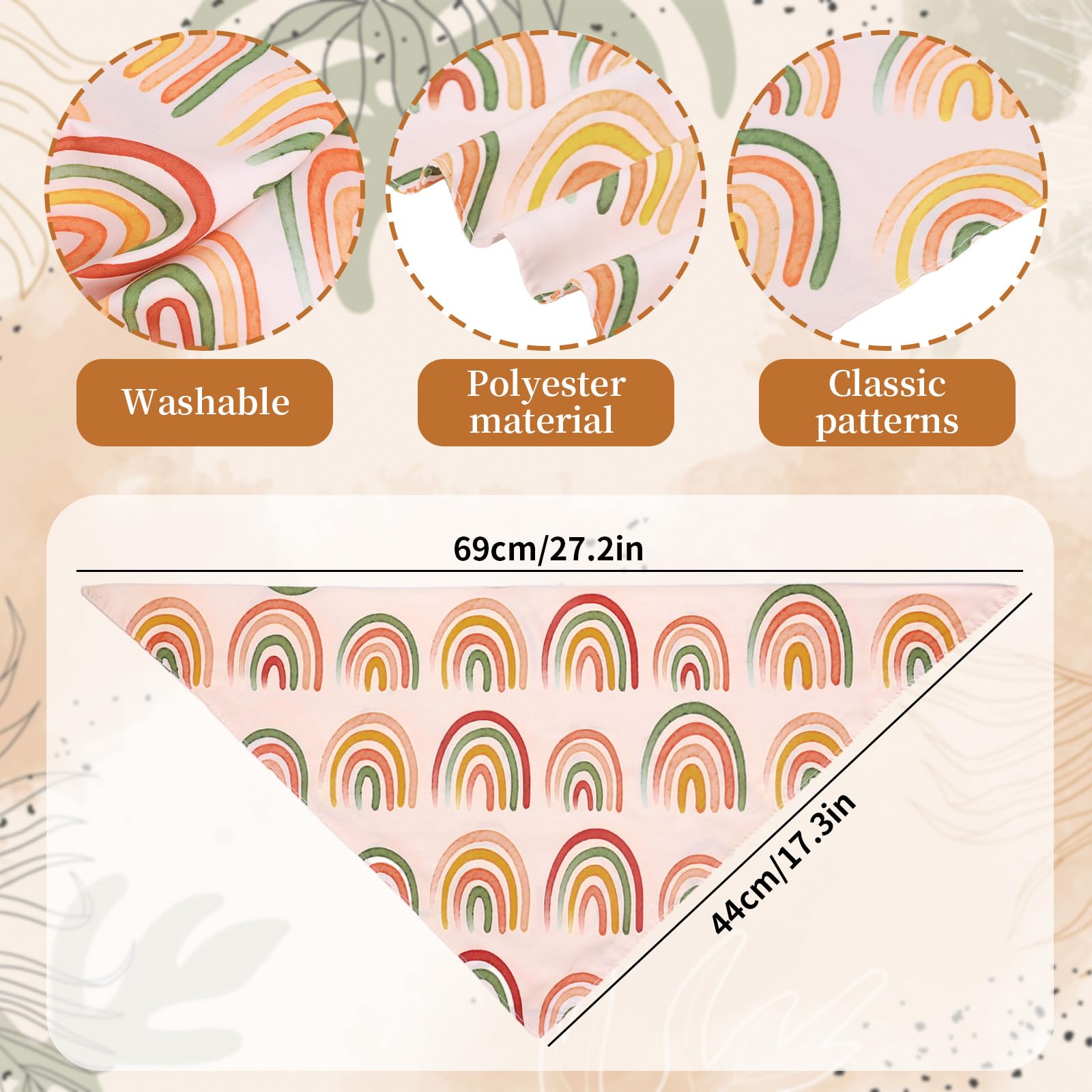 Whaline bandanas chien daisies boho, réversibles et faciles à laver