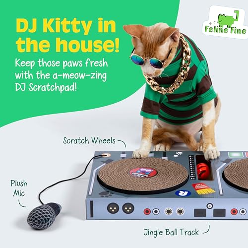 DJ Scratchpad WHAT DO YOU MEME roues-grattage: meuble interactif pour griffer.