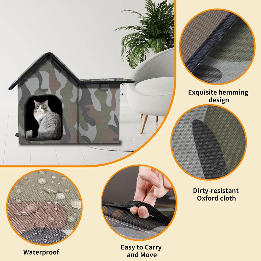 WHDPETS Abri chat extérieur porte latérale protège du froid