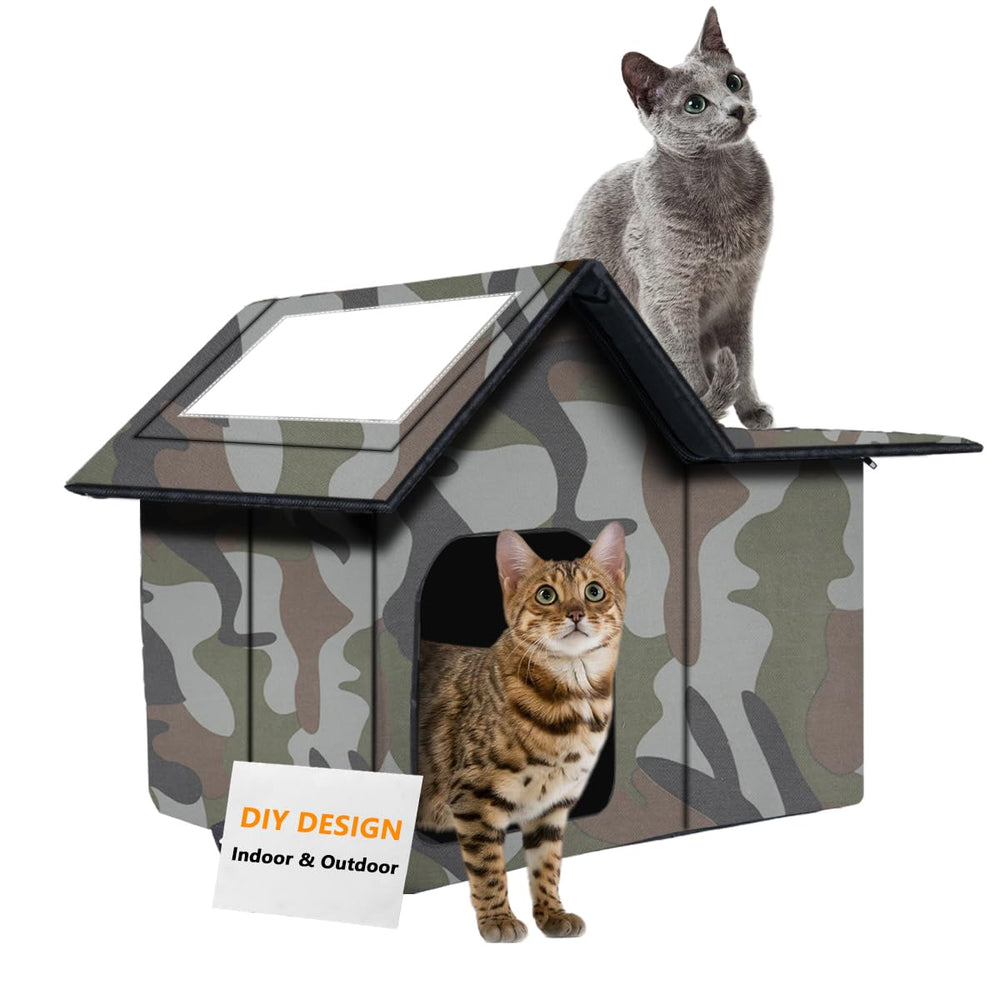 WHDPETS Maison chat extérieur grand refuge hivernal idéal pour chats errants