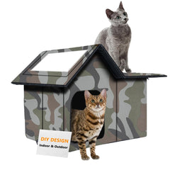 WHDPETS Maison chat extérieur grand refuge hivernal idéal pour chats errants