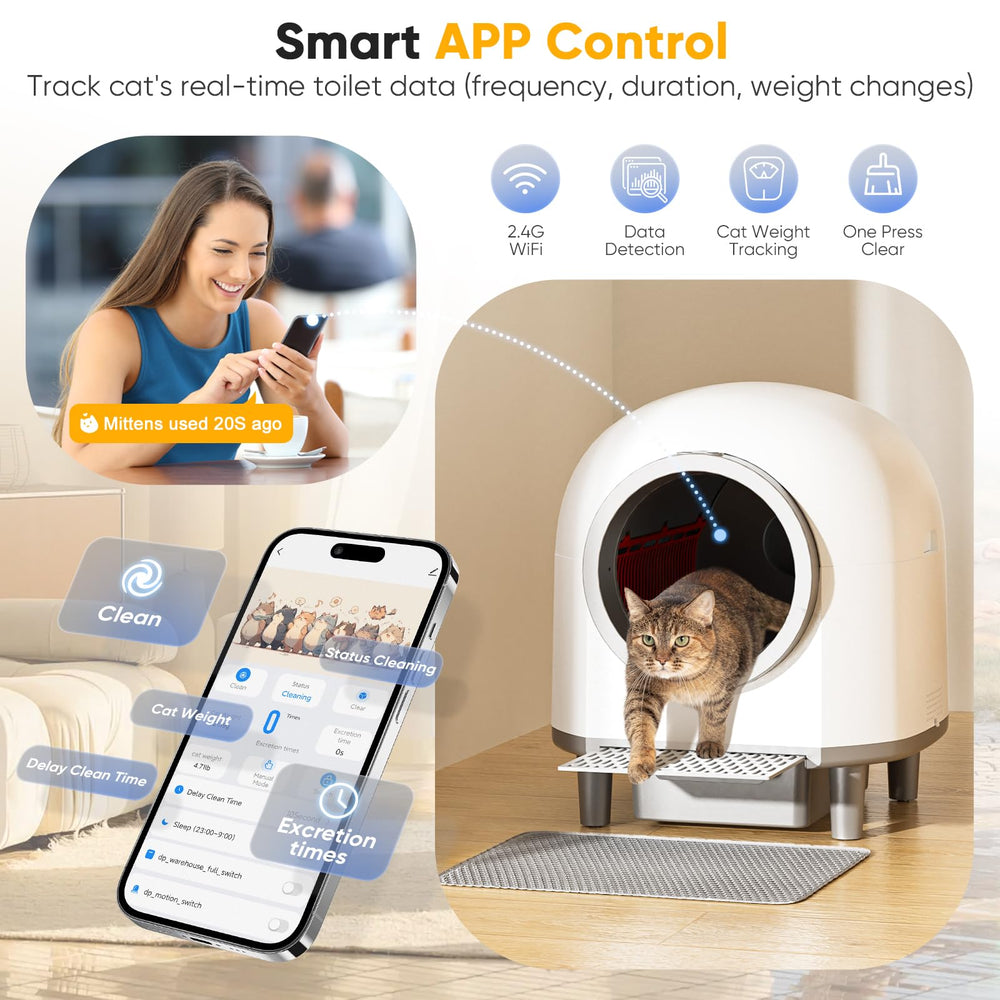 Whiffee litière auto avec capteurs sécurité intégrés pour une utilisation paisible.