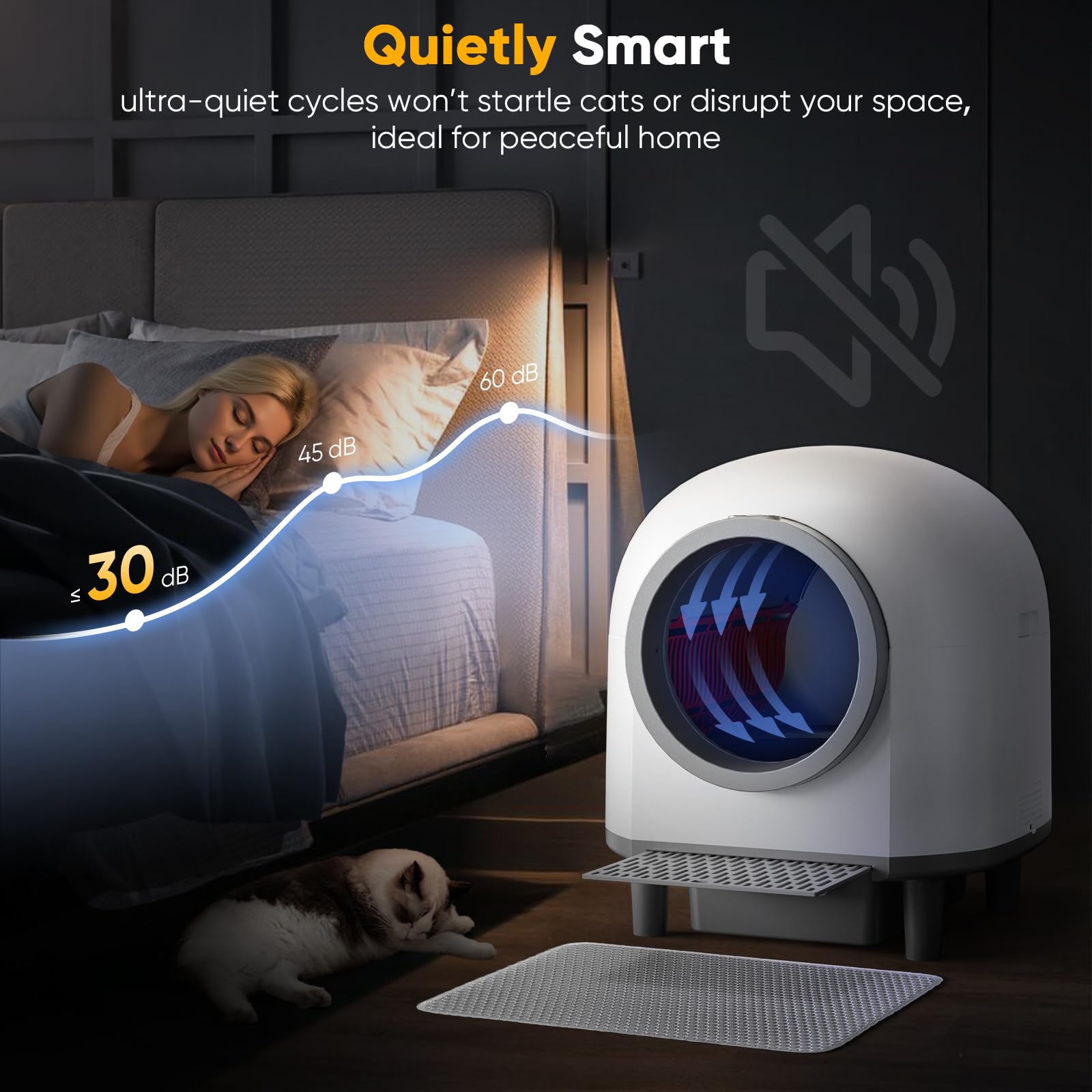 Whiffee litière grande chambre 88L pour plusieurs chats, espace confortable.