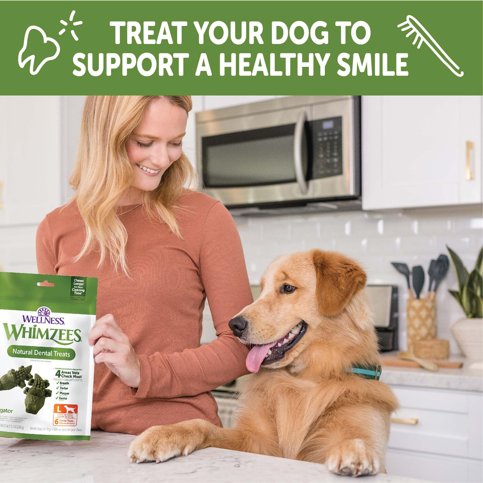 Whimzees Alligator – routine dentaire quotidienne pour chiens de grande taille