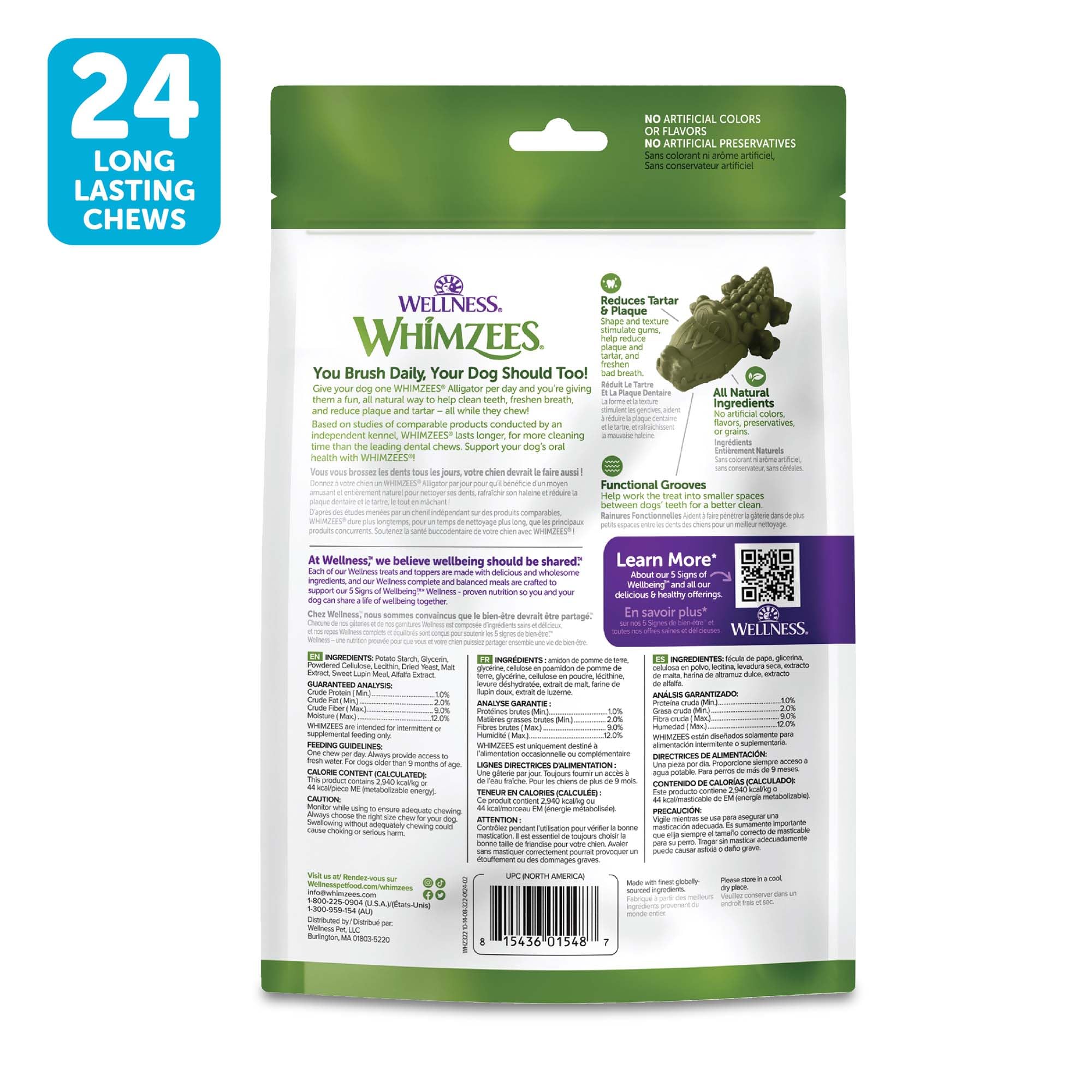 Whimzees Alligator – format petit, idéal pour petits chiens.