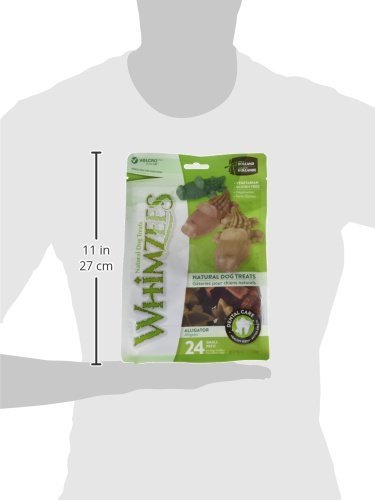 Whimzees Alligator, lot de deux, offre une expérience durable pour la mastication et une haleine plus fraîche.