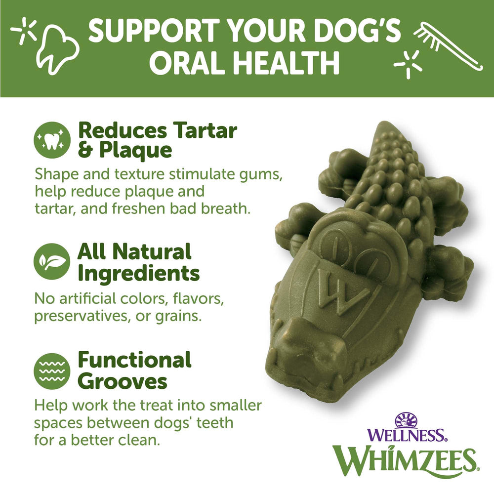 Whimzees Alligator – texture rainurée facilitant une mastication prolongée.