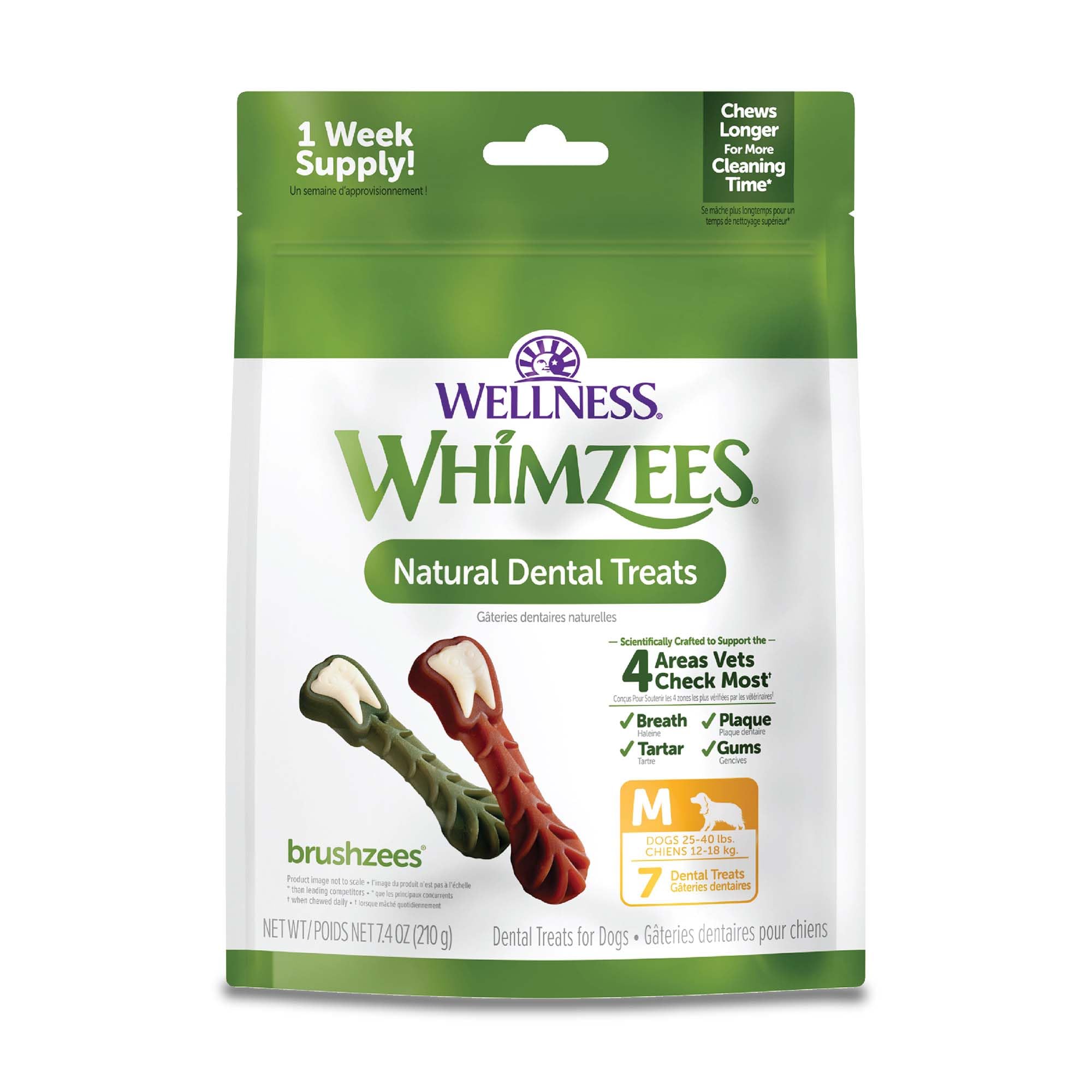 Whimzees Baton dentaire moyen: nettoyage des dents et haleine plus fraîche.