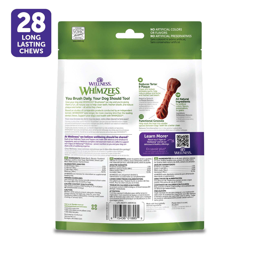Whimzees Daily Brushzees – arôme haleine fraîche après le snack.