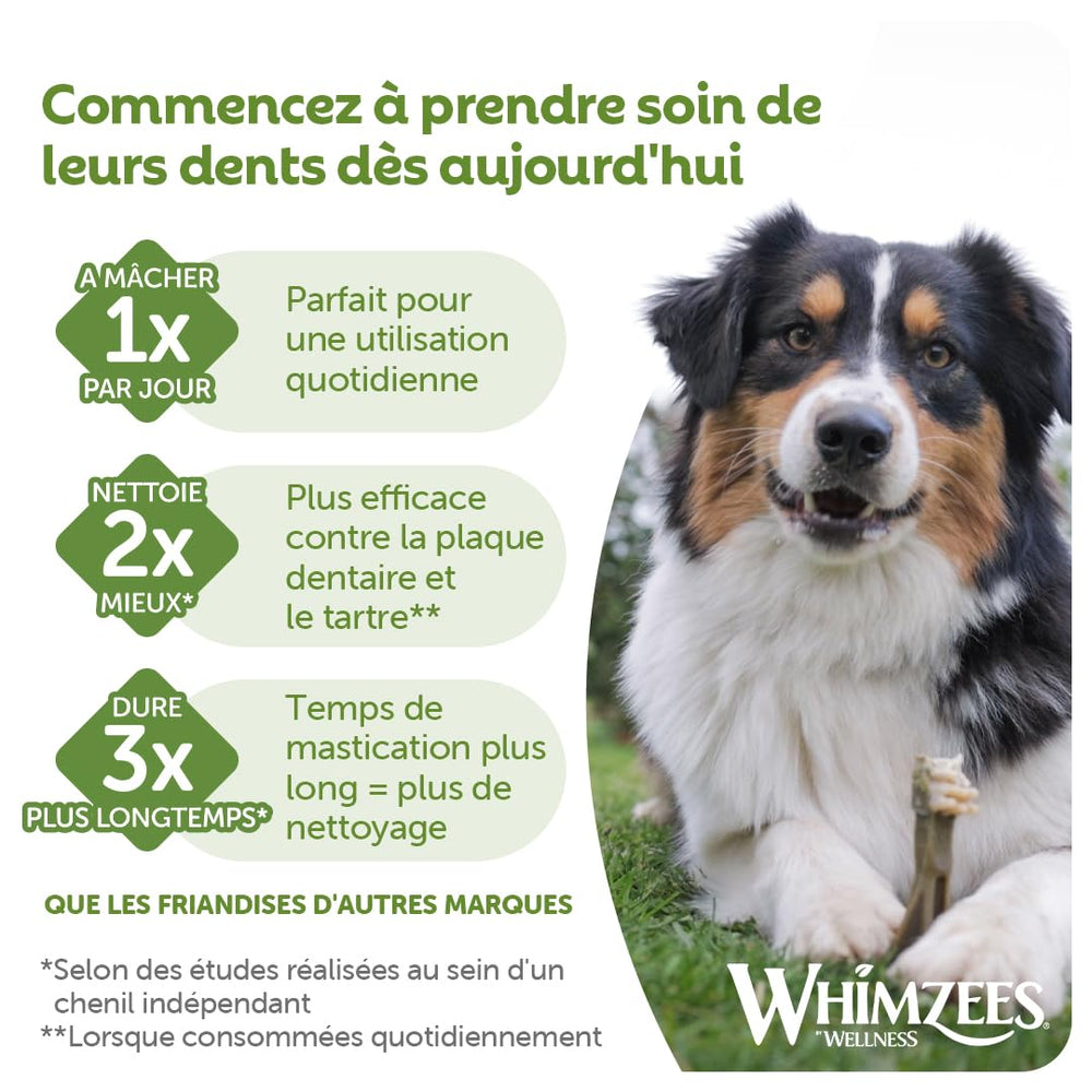 Whimzees emballage 56 pièces: lot varié pour longue utilisation.