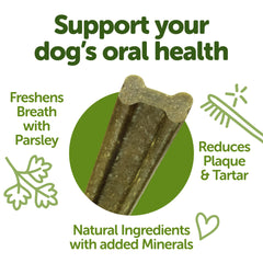 Whimzees Freshzees persil naturel pour une haleine plus fraîche après le repas.