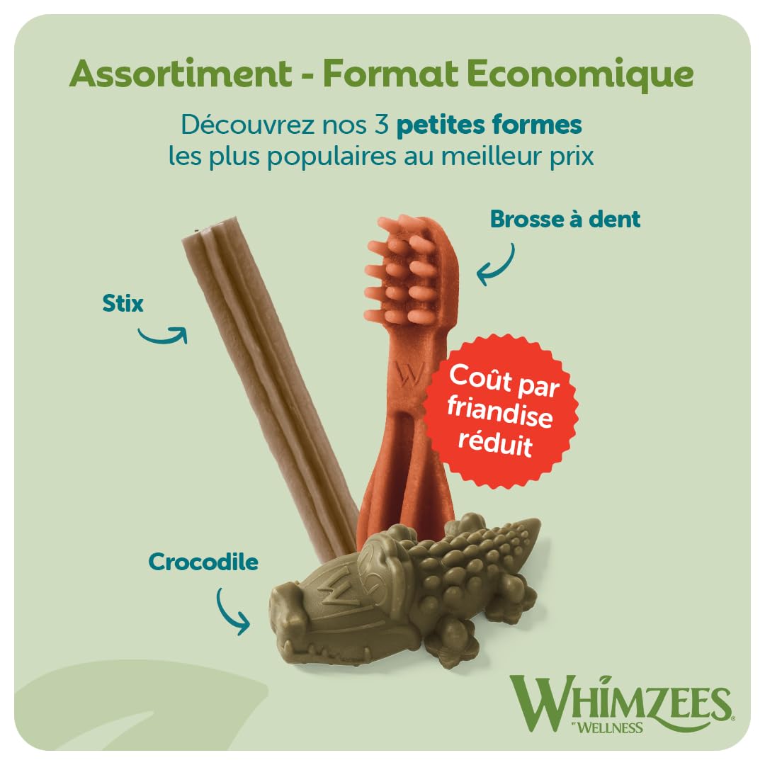 Whimzees ingrédients naturels: composition simple et sans sucre.