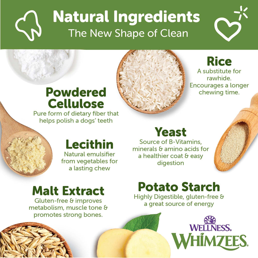 Whimzees Ricebone ingredients naturels, friandise saine pour les chiens