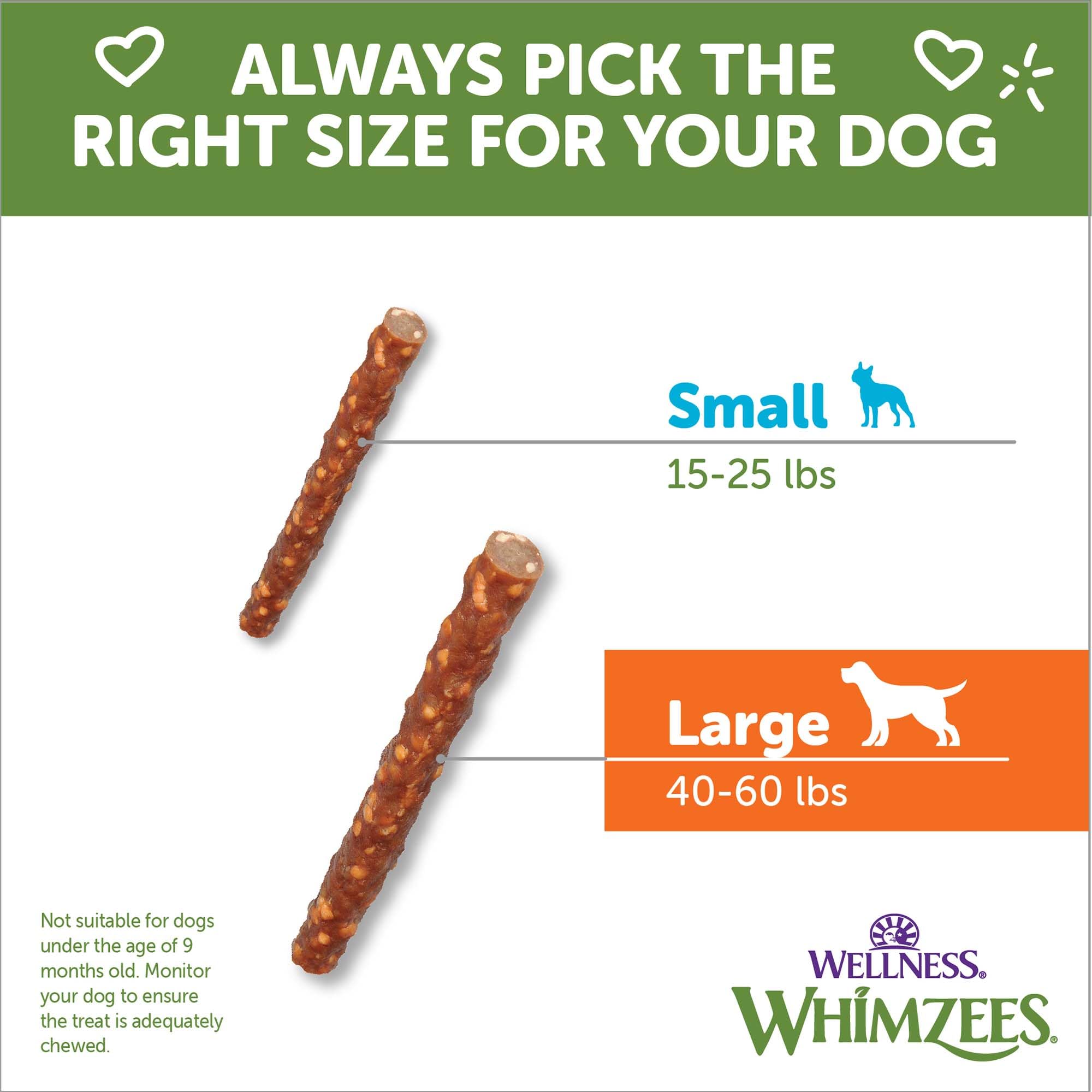 Whimzees Saucisse Légume Dentaire format grand pour chiens adultes.