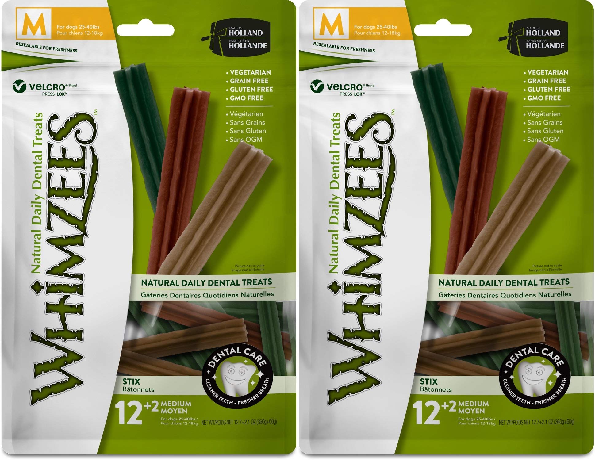 Whimzees Stix dentaires medium pour chiens 25-40 lb favorise une haleine plus fraîche