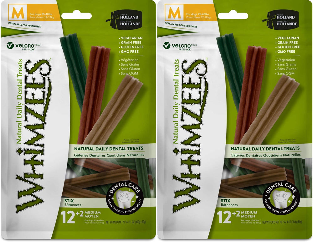 Whimzees Stix dentaires medium pour chiens 25-40 lb favorise une haleine plus fraîche