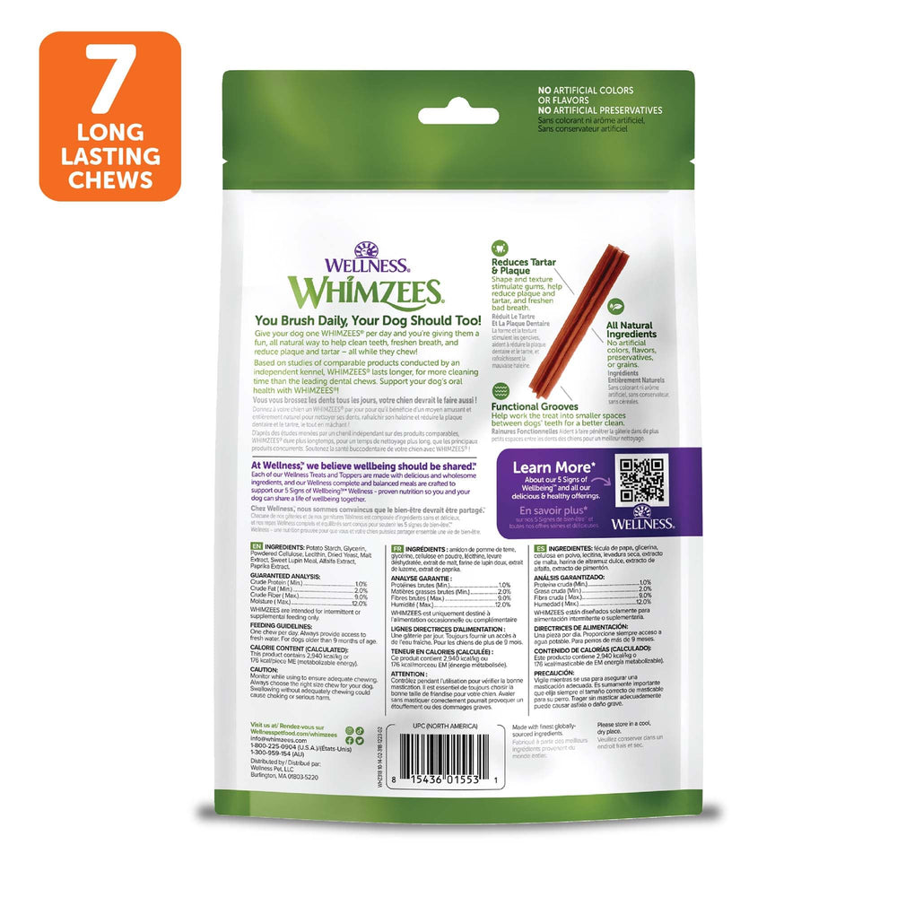 Whimzees Wellness Stix, emballage pratique pour le quotidien.