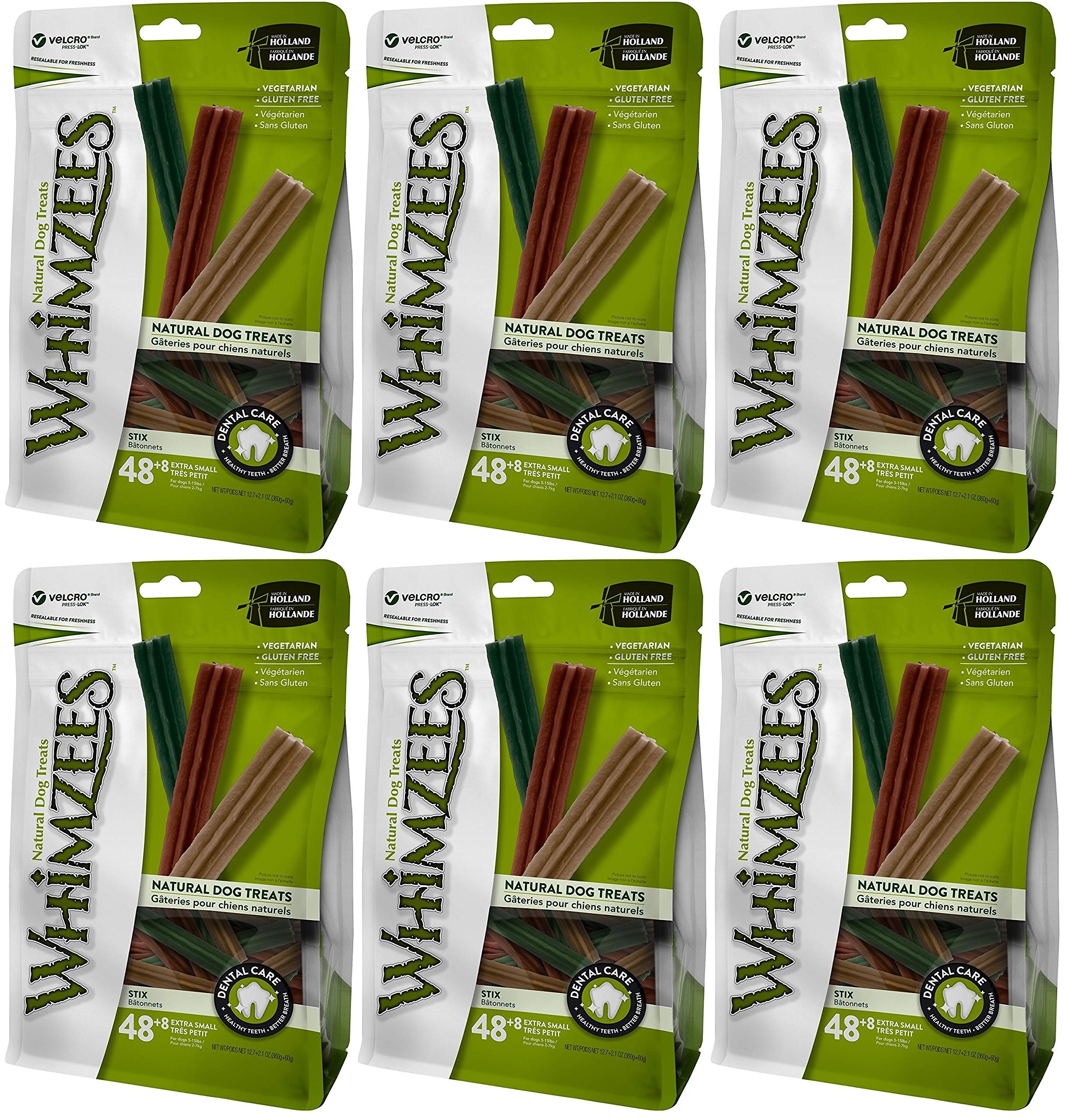 Emballage de Whimzees Stix, solution pratique pour la routine dentaire.