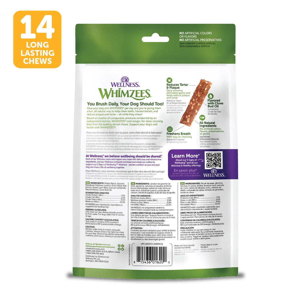 Whimzees Veggie Strip texture dense favorisant le nettoyage des dents.